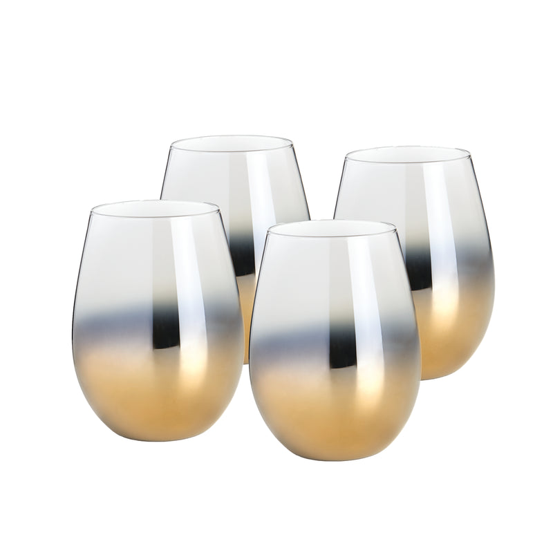 Cariso Gold stemless glasses set of 4 gift boxed