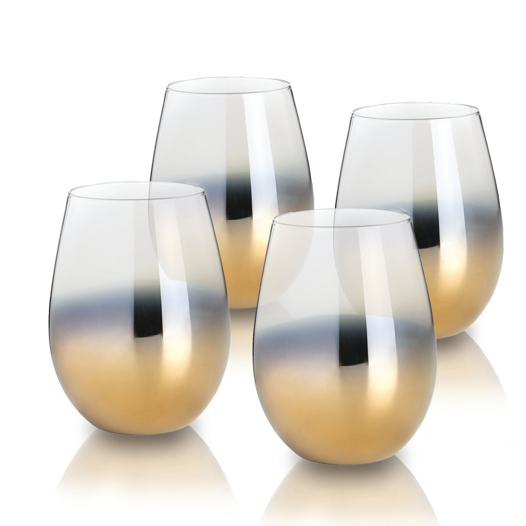 Cariso Gold stemless glasses set of 4 gift boxed